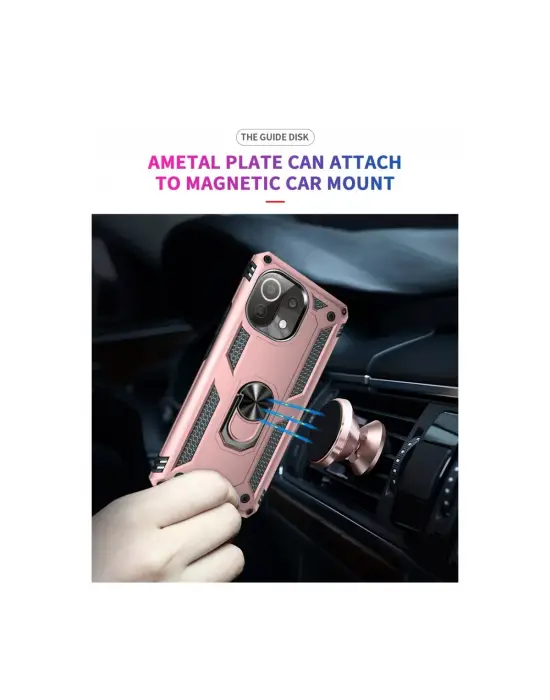Xiaomi Mi 11 Lite Kılıf Sofya Yüzüklü Silikon Kapak - Rose