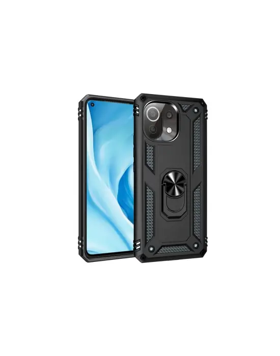 Xiaomi Mi 11 Lite Kılıf Sofya Yüzüklü Silikon Kapak - Siyah