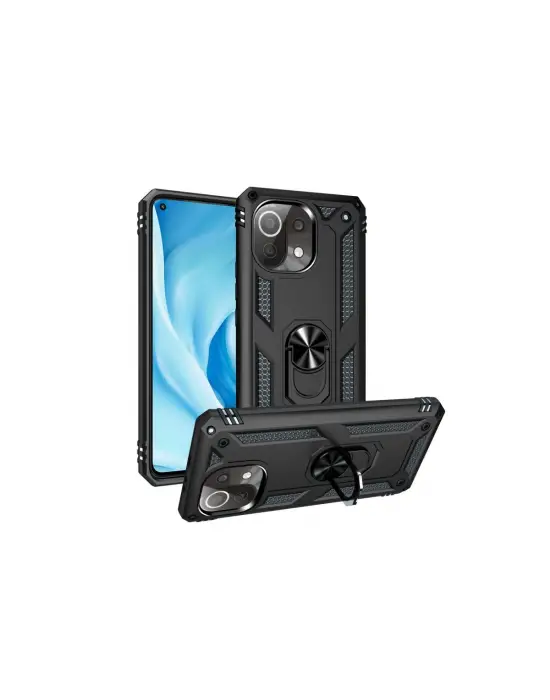 Xiaomi Mi 11 Lite Kılıf Sofya Yüzüklü Silikon Kapak - Siyah