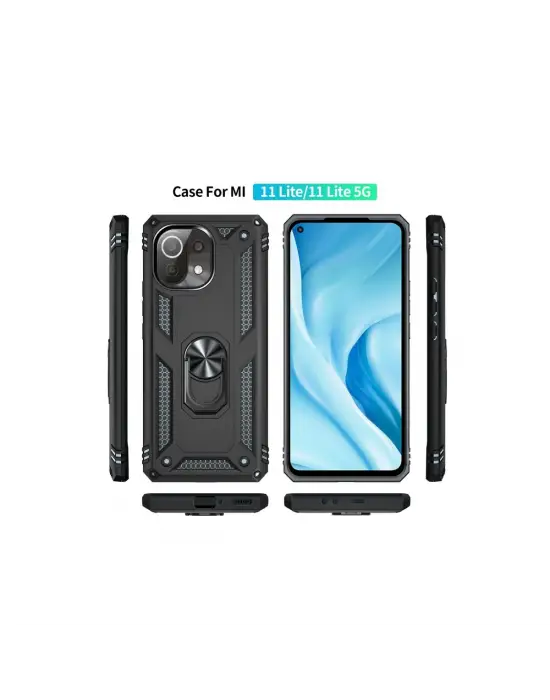 Xiaomi Mi 11 Lite Kılıf Sofya Yüzüklü Silikon Kapak - Siyah