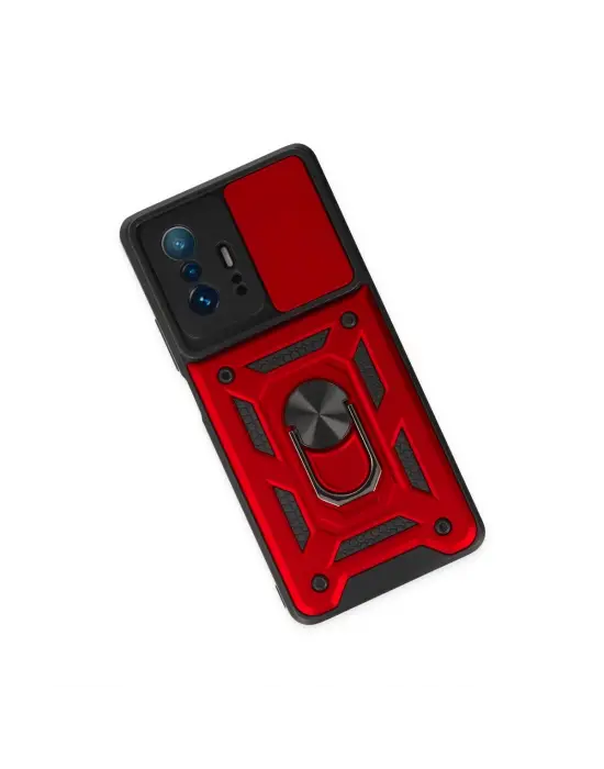 Xiaomi Mi 11t Pro Kılıf Pars Lens Yüzüklü Silikon - Kırmızı