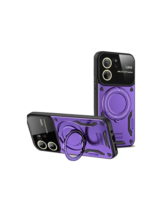 Xiaomi Mi 13t Pro Kılıf Joy Lens Standlı Kapak - Mor