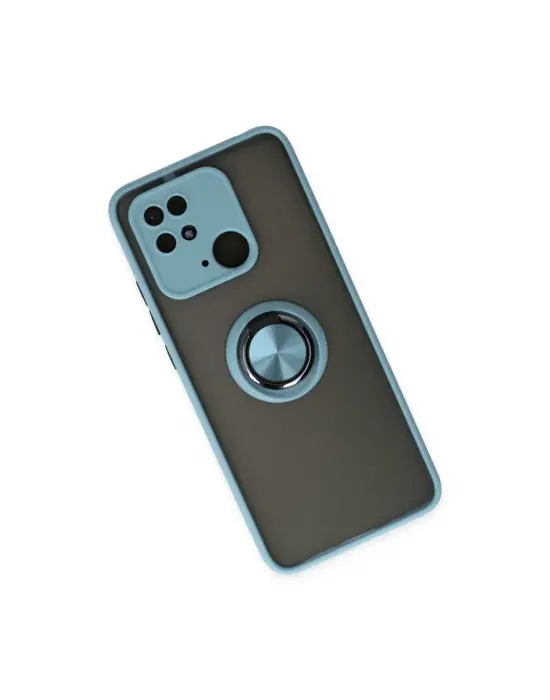 Xiaomi Poco C40 Kılıf Montreal Yüzüklü Silikon Kapak - Buz Mavi