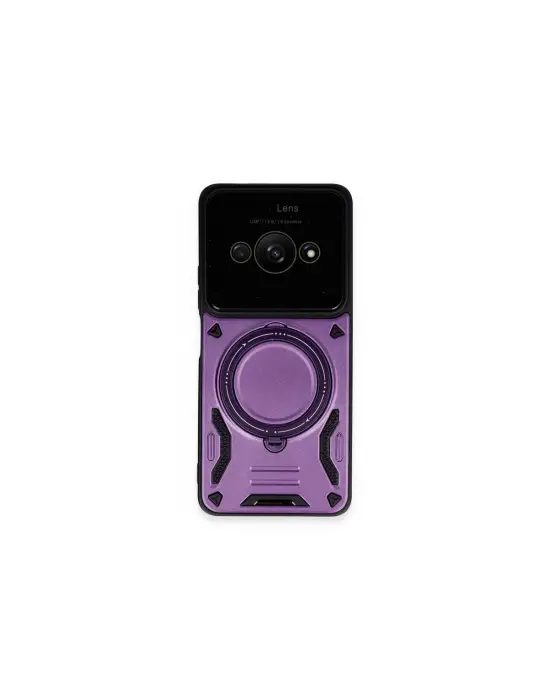 Xiaomi Poco C61 Kılıf Joy Lens Standlı Kapak - Mor