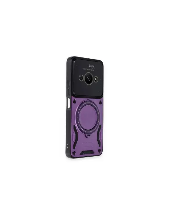 Xiaomi Poco C61 Kılıf Joy Lens Standlı Kapak - Mor