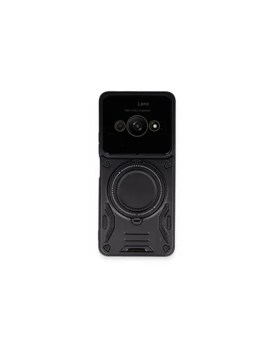 Xiaomi Poco C61 Kılıf Joy Lens Standlı Kapak - Siyah