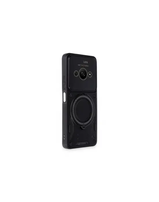 Xiaomi Poco C61 Kılıf Joy Lens Standlı Kapak - Siyah