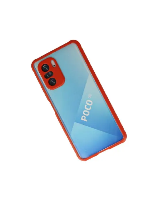 Xiaomi Poco F3 Kılıf Miami Şeffaf Silikon - Kırmızı