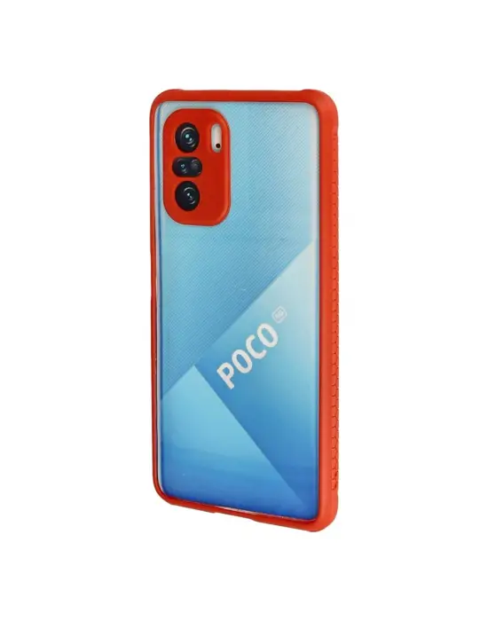 Xiaomi Poco F3 Kılıf Miami Şeffaf Silikon - Kırmızı