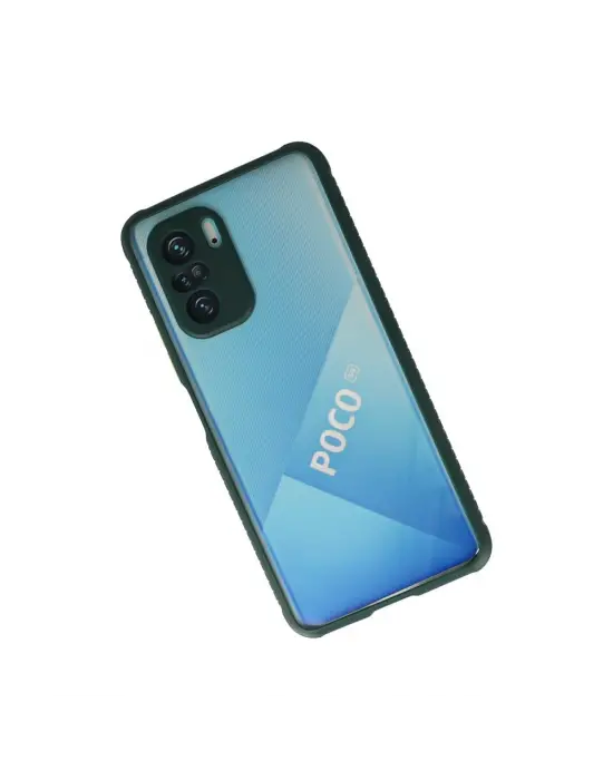 Xiaomi Poco F3 Kılıf Miami Şeffaf Silikon - Koyu Yeşil