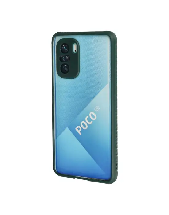 Xiaomi Poco F3 Kılıf Miami Şeffaf Silikon - Koyu Yeşil