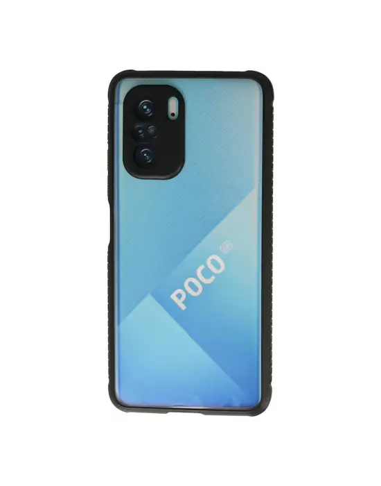 Xiaomi Poco F3 Kılıf Miami Şeffaf Silikon - Siyah