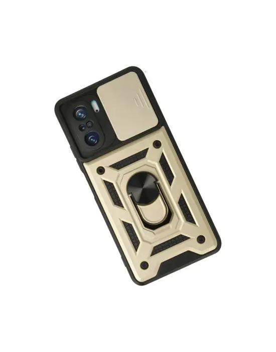 Xiaomi Poco F3 Kılıf Pars Lens Yüzüklü Silikon - Gold