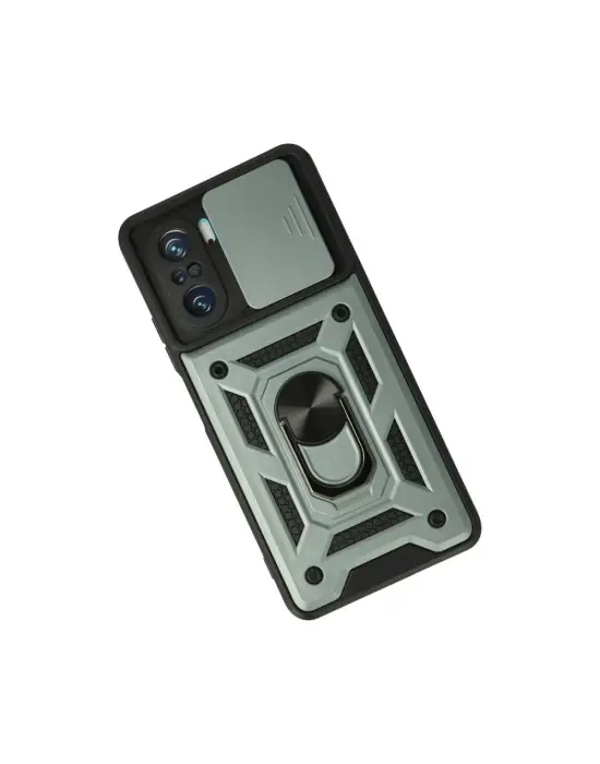 Xiaomi Poco F3 Kılıf Pars Lens Yüzüklü Silikon - Yeşil