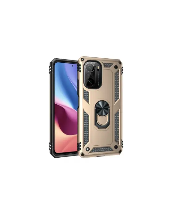 Xiaomi Poco F3 Kılıf Sofya Yüzüklü Silikon Kapak - Gold