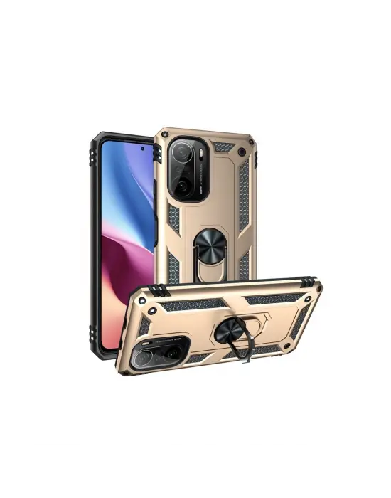 Xiaomi Poco F3 Kılıf Sofya Yüzüklü Silikon Kapak - Gold