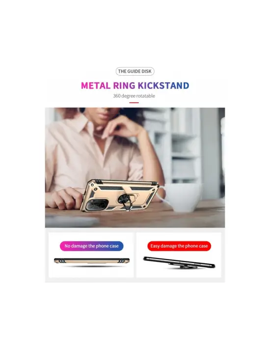 Xiaomi Poco F3 Kılıf Sofya Yüzüklü Silikon Kapak - Gold