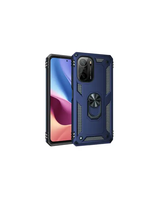 Xiaomi Poco F3 Kılıf Sofya Yüzüklü Silikon Kapak - Lacivert