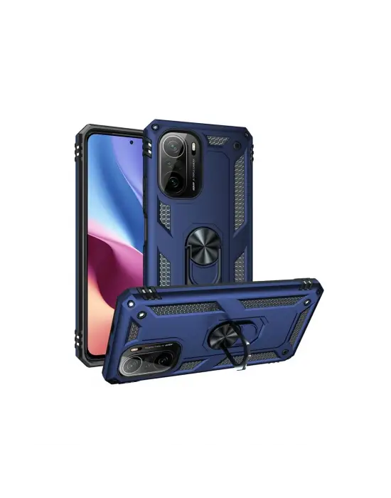 Xiaomi Poco F3 Kılıf Sofya Yüzüklü Silikon Kapak - Lacivert