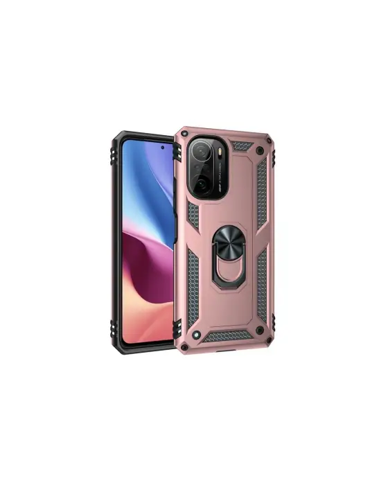 Xiaomi Poco F3 Kılıf Sofya Yüzüklü Silikon Kapak - Rose
