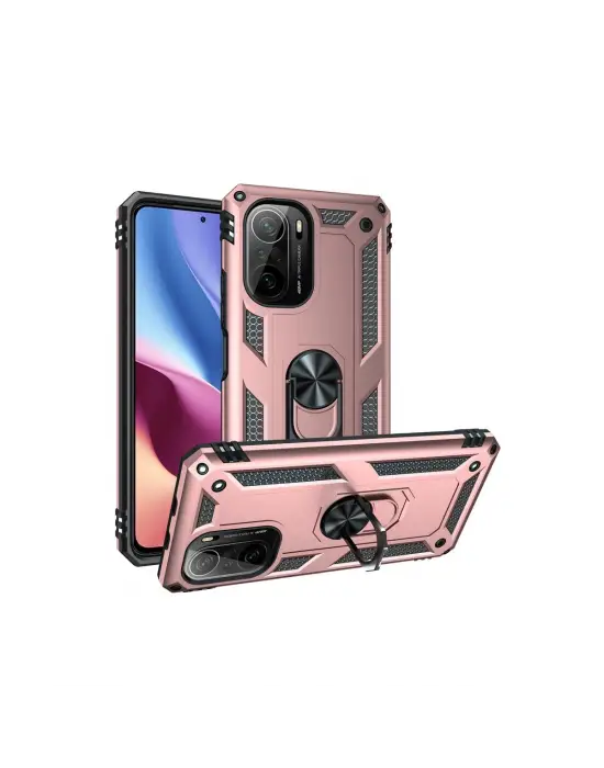 Xiaomi Poco F3 Kılıf Sofya Yüzüklü Silikon Kapak - Rose