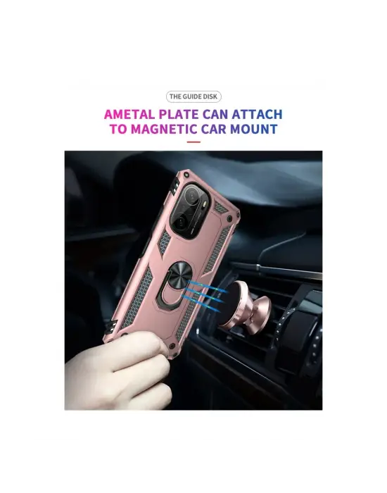 Xiaomi Poco F3 Kılıf Sofya Yüzüklü Silikon Kapak - Rose