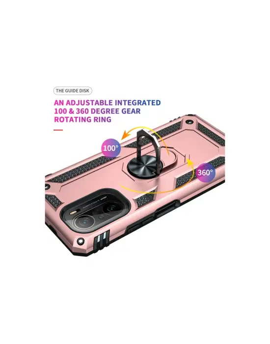 Xiaomi Poco F3 Kılıf Sofya Yüzüklü Silikon Kapak - Rose