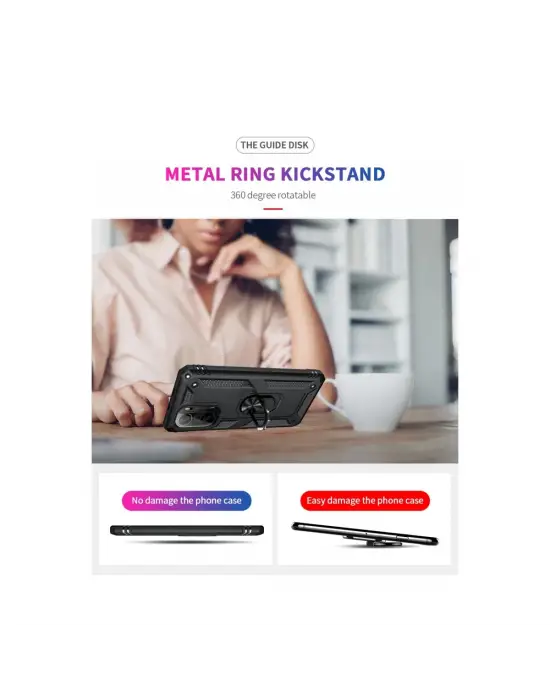 Xiaomi Poco F3 Kılıf Sofya Yüzüklü Silikon Kapak - Siyah