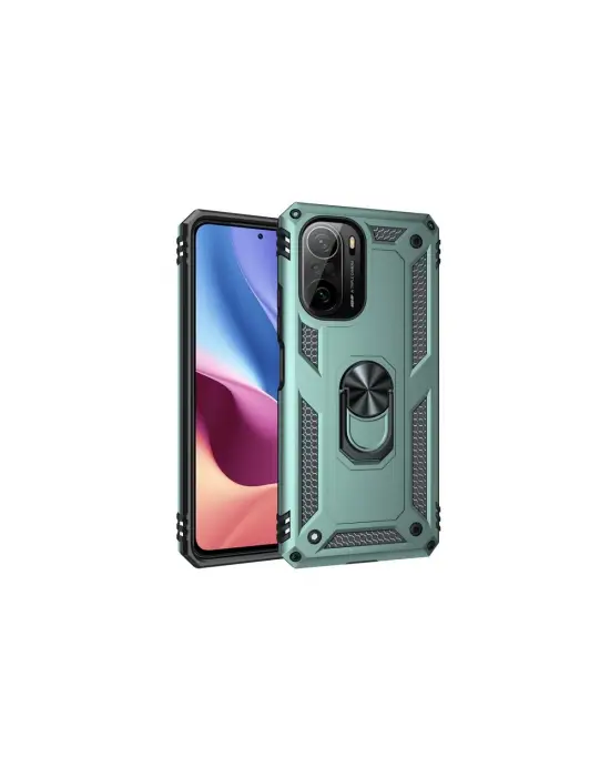 Xiaomi Poco F3 Kılıf Sofya Yüzüklü Silikon Kapak - Yeşil