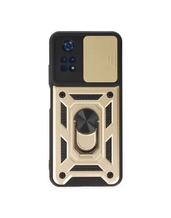 Xiaomi Poco M4 Pro 4g Kılıf Pars Lens Yüzüklü Silikon - Gold