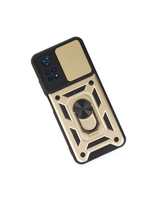 Xiaomi Poco M4 Pro 4g Kılıf Pars Lens Yüzüklü Silikon - Gold