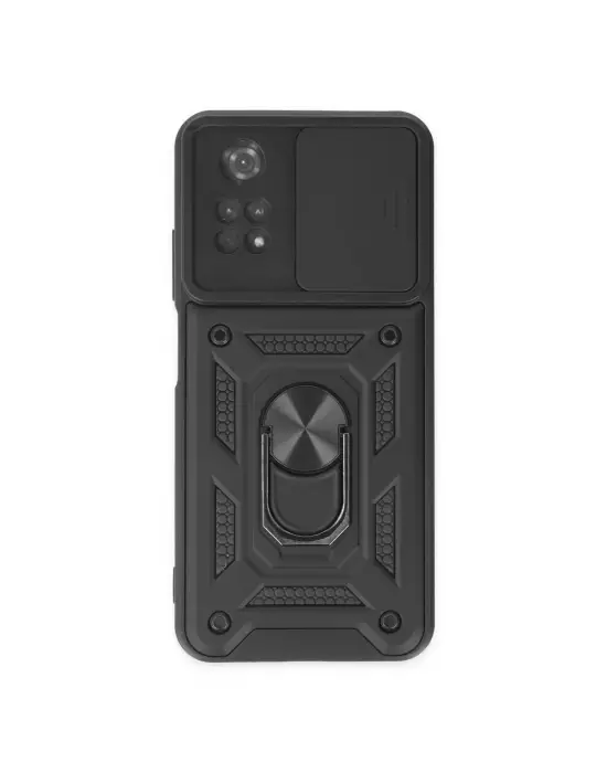 Xiaomi Poco M4 Pro 4g Kılıf Pars Lens Yüzüklü Silikon - Siyah
