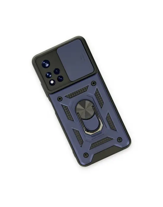 Xiaomi Poco M4 Pro 5g Kılıf Pars Lens Yüzüklü Silikon - Lacivert