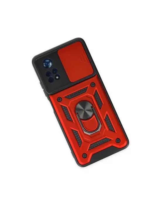 Xiaomi Poco X4 Pro 5g Kılıf Pars Lens Yüzüklü Silikon - Kırmızı
