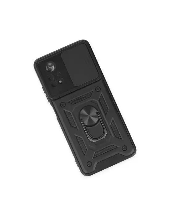 Xiaomi Poco X4 Pro 5g Kılıf Pars Lens Yüzüklü Silikon - Siyah