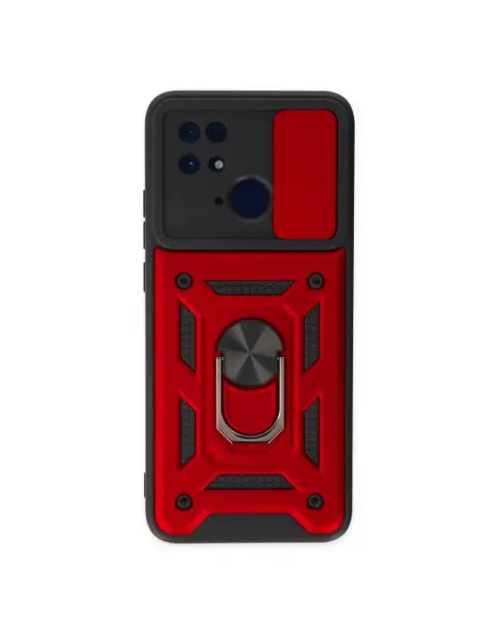 Xiaomi Redmi 10c Kılıf Pars Lens Yüzüklü Silikon - Kırmızı