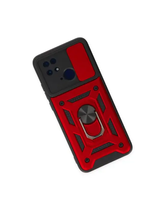Xiaomi Redmi 10c Kılıf Pars Lens Yüzüklü Silikon - Kırmızı