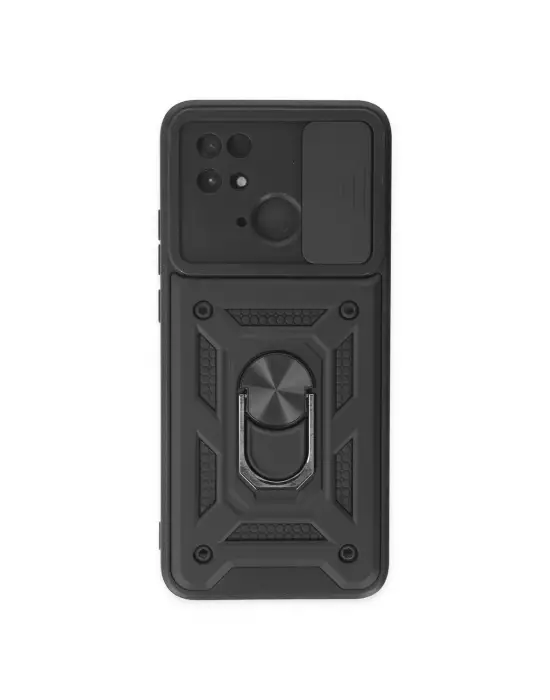 Xiaomi Redmi 10c Kılıf Pars Lens Yüzüklü Silikon - Siyah