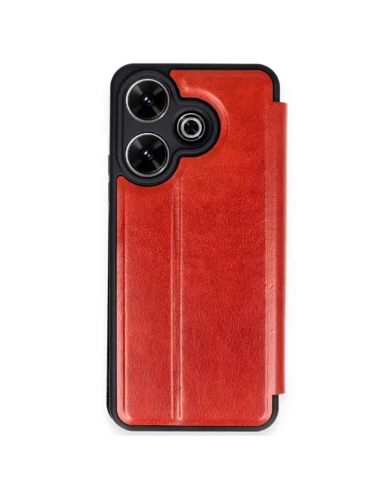Xiaomi Redmi 13 4g Kılıf Flip Cover - Kırmızı