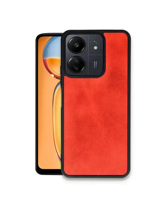 Xiaomi Redmi 13c Kılıf Aras Deri Kapak - Kırmızı