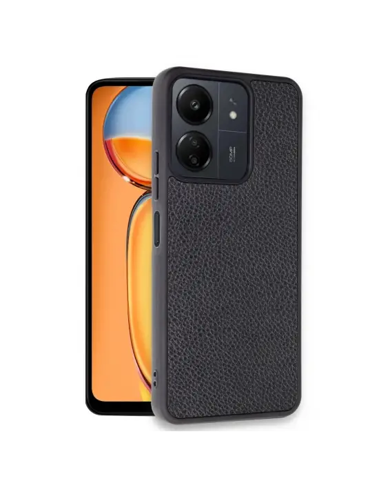 Xiaomi Redmi 13c Kılıf Aras Deri Kapak - Siyah