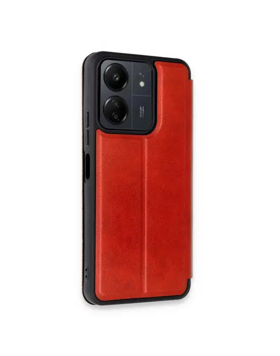 Xiaomi Redmi 13c Kılıf Flip Cover - Kırmızı