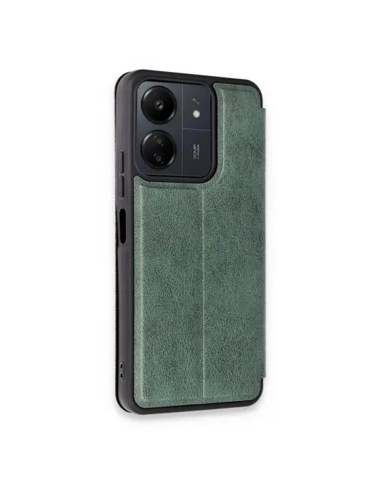 Xiaomi Redmi 13c Kılıf Flip Cover - Koyu Yeşil