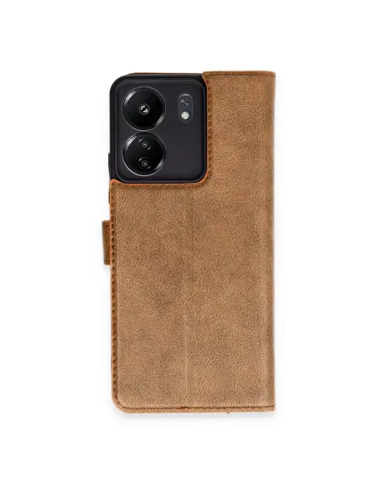 Xiaomi Redmi 13c Kılıf Trend S Plus Kapaklı Kılıf - Taba