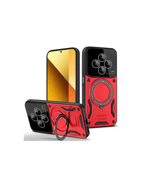 Xiaomi Redmi 14c Kılıf Joy Lens Standlı Kapak - Kırmızı
