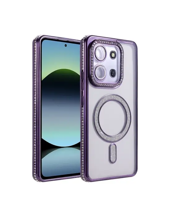 Xiaomi Redmi 15c 4g Joke Simli Magneticsafe Kılıf - Derin Mor