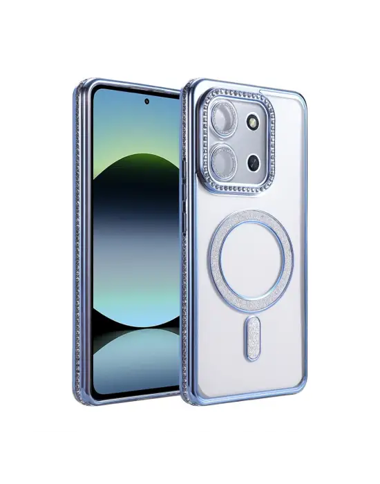 Xiaomi Redmi 15c 4g Joke Simli Magneticsafe Kılıf - Mavi