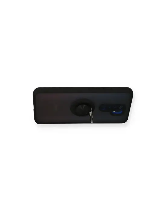 Xiaomi Redmi 9 Kılıf Montreal Yüzüklü Silikon Kapak - Siyah