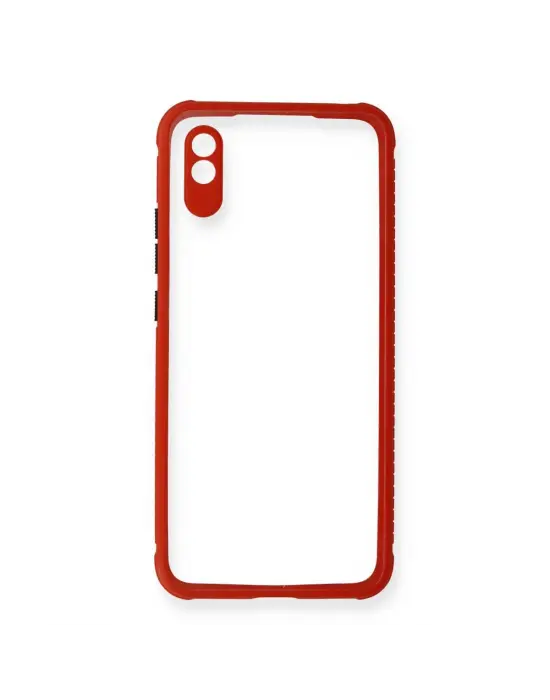 Xiaomi Redmi 9a Kılıf Miami Şeffaf Silikon - Kırmızı