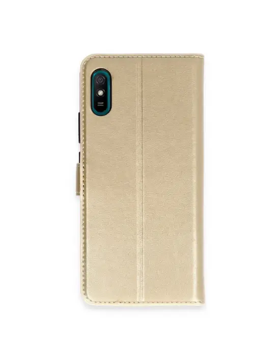 Xiaomi Redmi 9a Kılıf Trend S Plus Kapaklı Kılıf - Gold